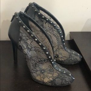 BCBG black lace booties